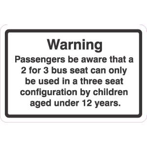 0243 Warning 2 For 3 Seat Under 12 Year