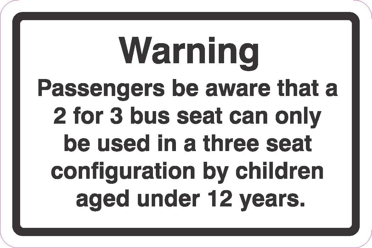 0243 Warning 2 For 3 Seat Under 12 Year