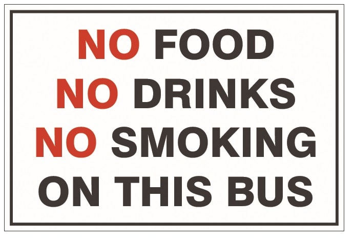 1111 No Food No Drink No Smoke Words Large